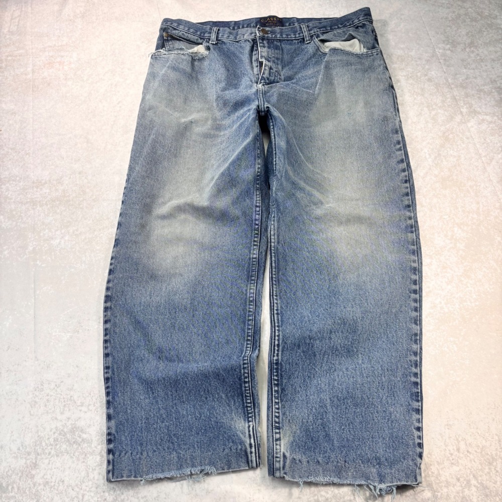 Vintage 1990s Classic by Ten West Wide Leg Jeans Size 40 Raw Hem Baggy Denim